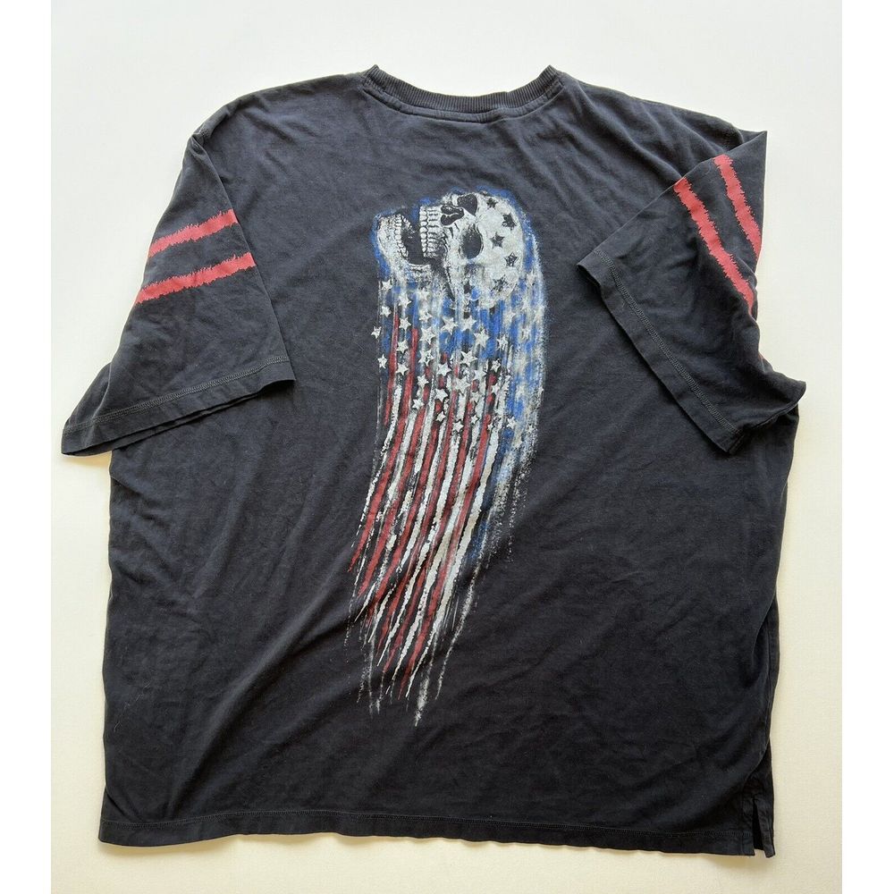 Harley Davidson Red White Blue Skull Embroidered Logo 3XL Shirt